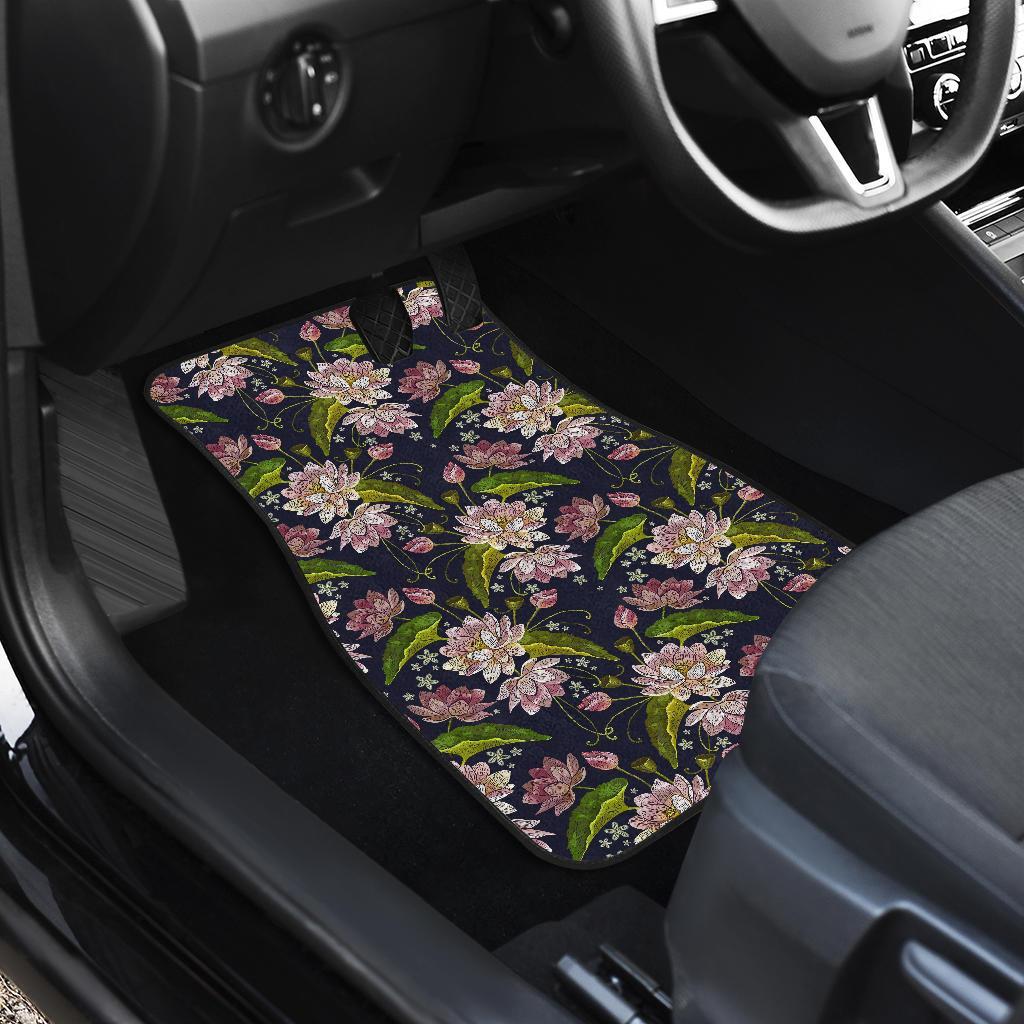 Lotus Embroidered Pattern Print Design LO06 Car Floor Mats-JORJUNE.COM