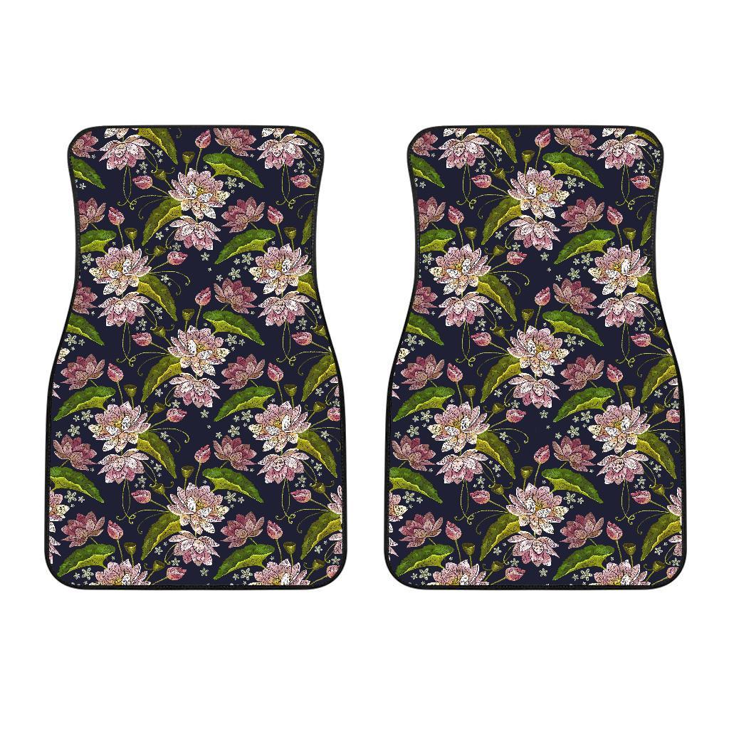 Lotus Embroidered Pattern Print Design LO06 Car Floor Mats-JORJUNE.COM