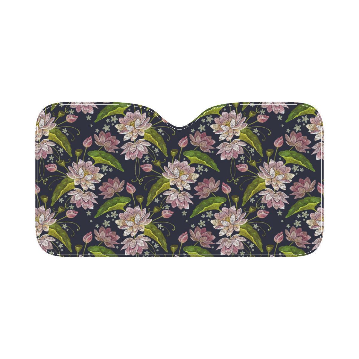 lotus Embroidered Pattern Print Design LO06 Car Sun Shade-JorJune