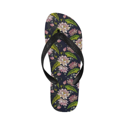 lotus Embroidered Pattern Print Design LO06 Flip Flops-JorJune