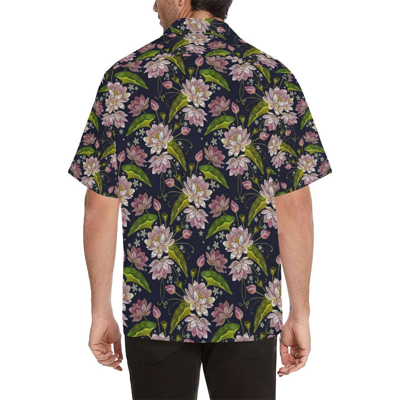 lotus Embroidered Pattern Print Design LO06 Men Hawaiian Shirt-JorJune