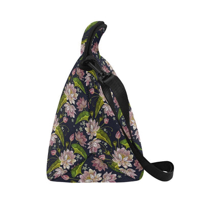 lotus Embroidered Pattern Print Design LO06 Neoprene Lunch Bag-JorJune