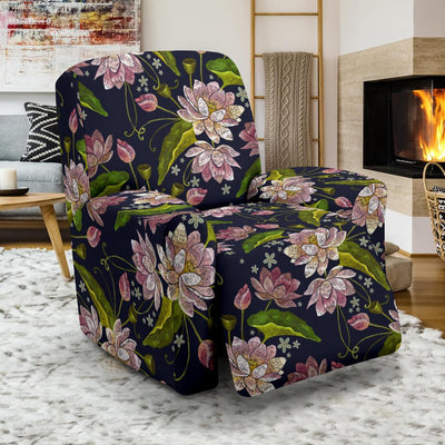 lotus Embroidered Pattern Print Design LO06 Recliner Slipcover-JORJUNE.COM