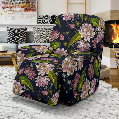 lotus Embroidered Pattern Print Design LO06 Recliner Slipcover-JORJUNE.COM