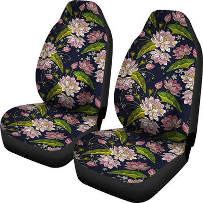 Lotus Embroidered Pattern Print Design LO06 Universal Fit Car Seat Covers-JorJune