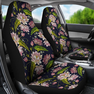 Lotus Embroidered Pattern Print Design LO06 Universal Fit Car Seat Covers-JorJune