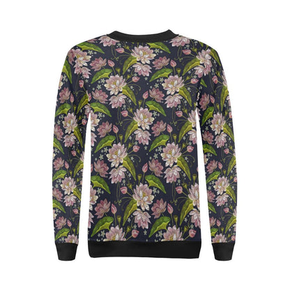 lotus Embroidered Pattern Print Design LO06 Women Long Sleeve Sweatshirt-JorJune