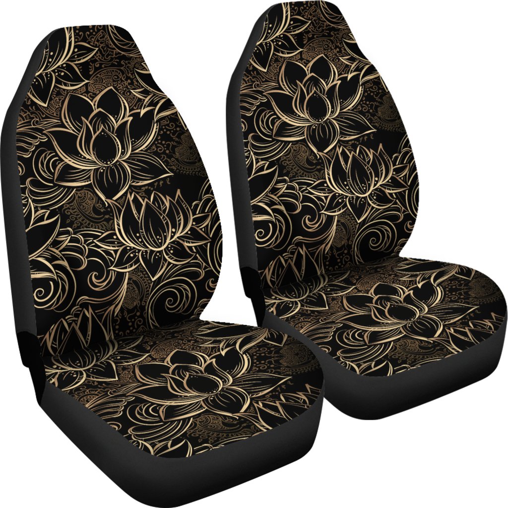 Lotus Gold Mandala Design Themed Universal Fit Car Seat Covers
