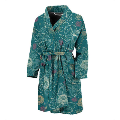 Lotus Pattern Print Design 01 Men Bathrobe-JORJUNE.COM