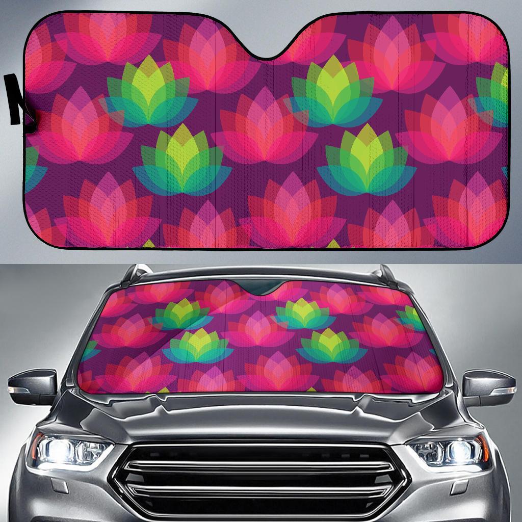 Lotus Pattern Print Design 02 Car Sun Shades-JORJUNE.COM