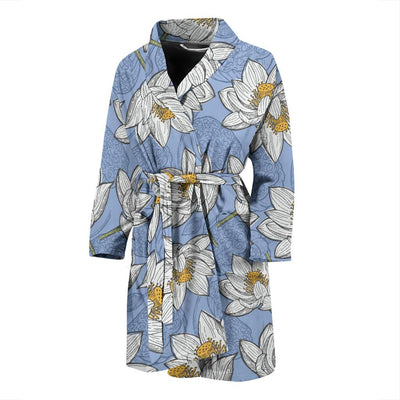 Lotus Pattern Print Design 04 Men Bathrobe-JORJUNE.COM