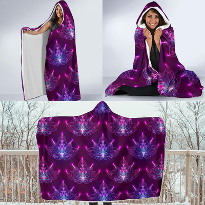 lotus Pattern Print Design LO01 Hooded Blanket-JORJUNE.COM