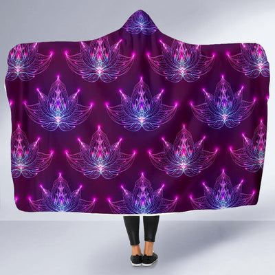 lotus Pattern Print Design LO01 Hooded Blanket-JORJUNE.COM