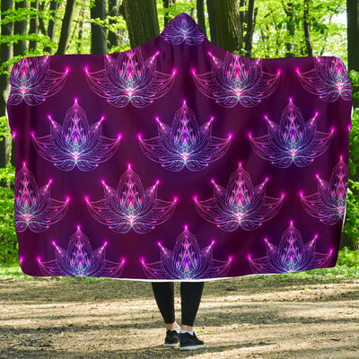 lotus Pattern Print Design LO01 Hooded Blanket-JORJUNE.COM