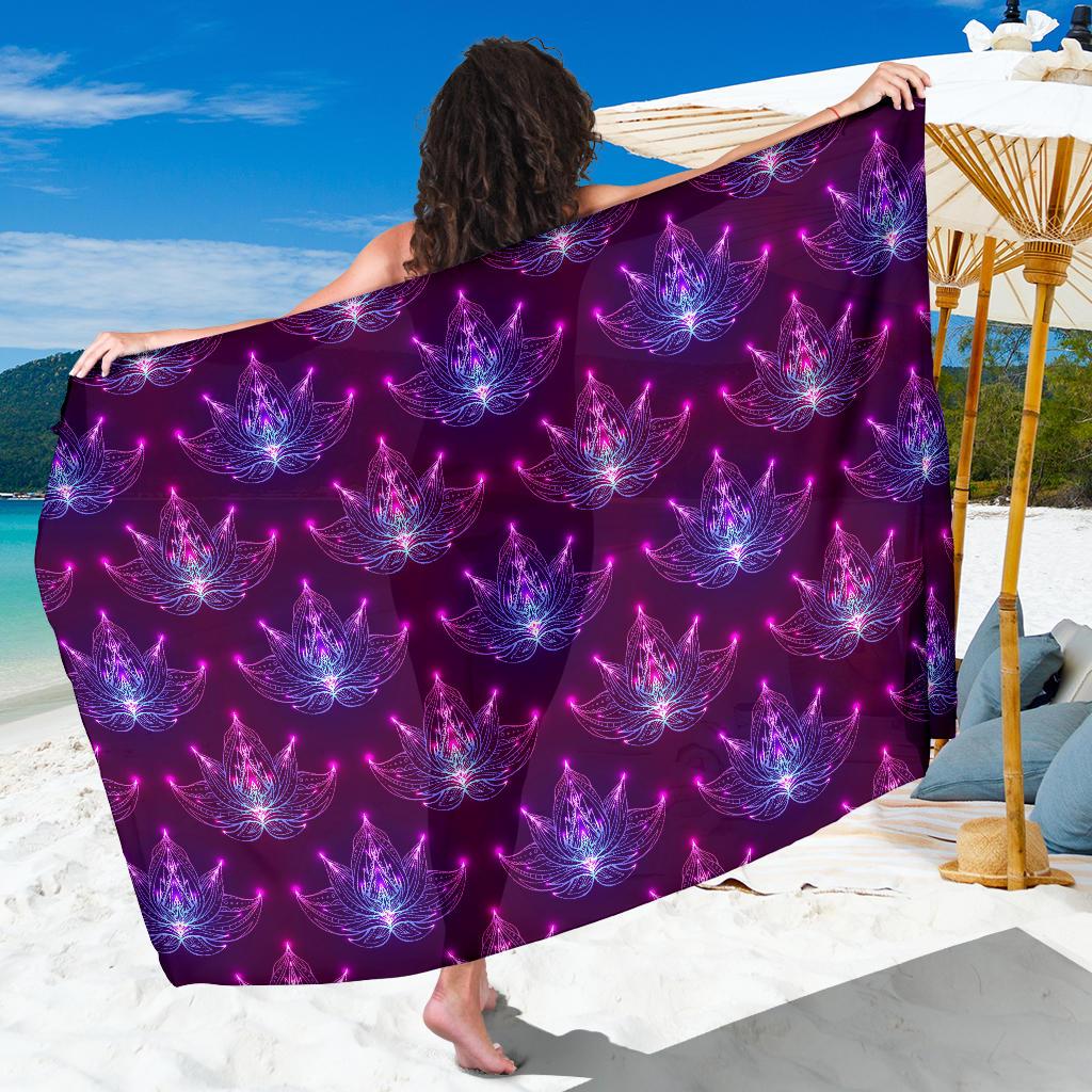 lotus Pattern Print Design LO01 Sarong Pareo Wrap-JORJUNE.COM