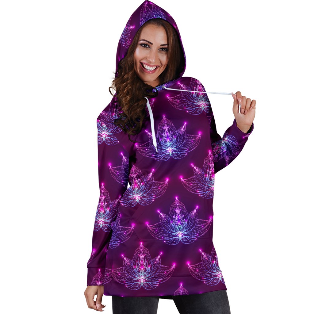lotus Pattern Print Design LO01 Women Hoodie Dress