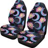 Lotus With Moon Pink Print Themed Universal Fit Car Seat Covers