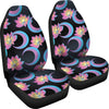 Lotus With Moon Pink Print Themed Universal Fit Car Seat Covers