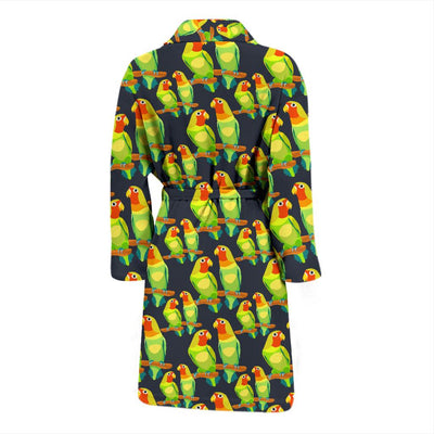 Lovebird Pattern Print Design 01 Men Bathrobe-JORJUNE.COM