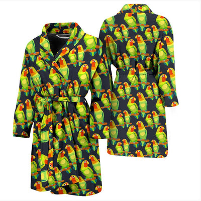 Lovebird Pattern Print Design 01 Men Bathrobe-JORJUNE.COM