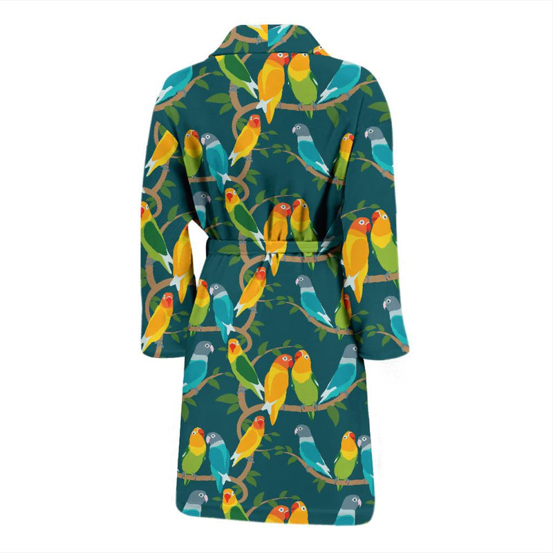 Lovebird Pattern Print Design 02 Men Bathrobe-JORJUNE.COM