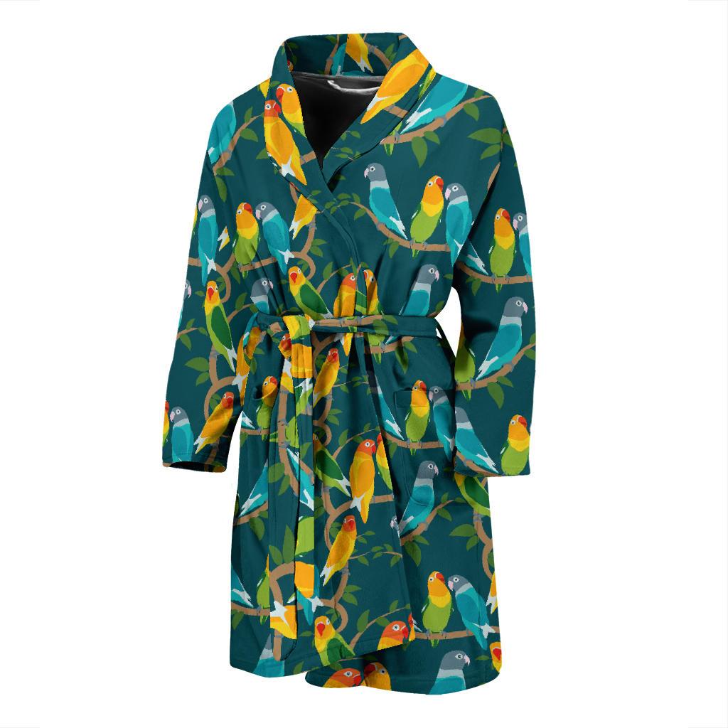 Lovebird Pattern Print Design 02 Men Bathrobe-JORJUNE.COM