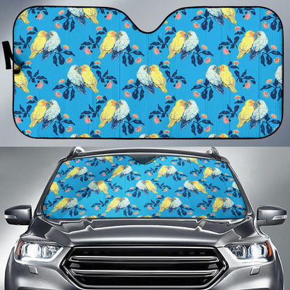 Lovebird Pattern Print Design 03 Car Sun Shades-JORJUNE.COM