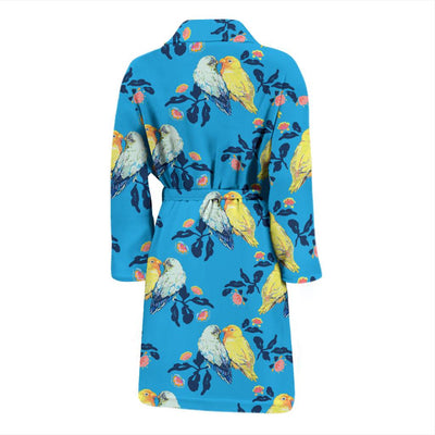 Lovebird Pattern Print Design 03 Men Bathrobe-JORJUNE.COM