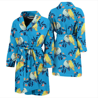 Lovebird Pattern Print Design 03 Men Bathrobe-JORJUNE.COM