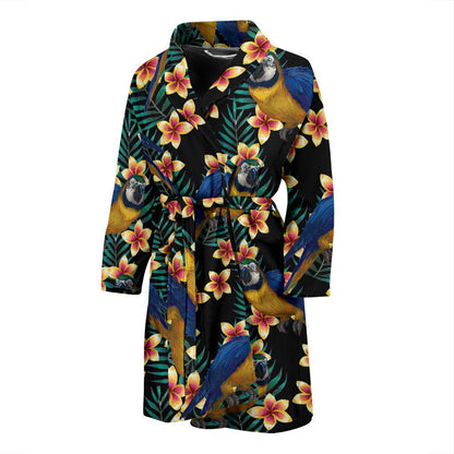 Macaw Pattern Print Design 01 Men Bathrobe-JORJUNE.COM