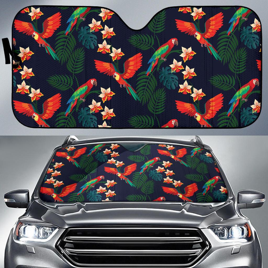 Macaw Pattern Print Design 02 Car Sun Shades-JORJUNE.COM