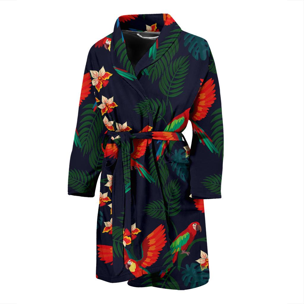 Macaw Pattern Print Design 02 Men Bathrobe-JORJUNE.COM