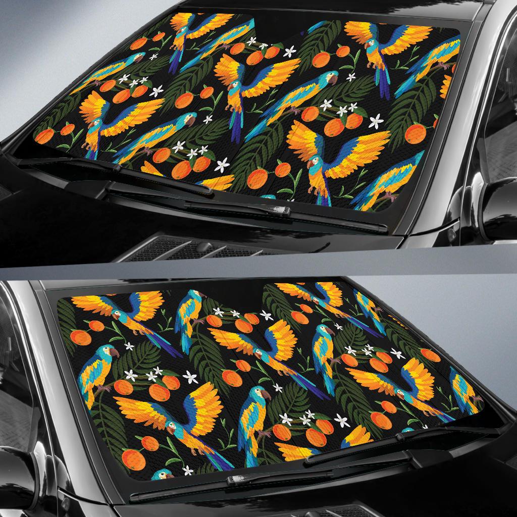 Macaw Pattern Print Design 03 Car Sun Shades-JORJUNE.COM