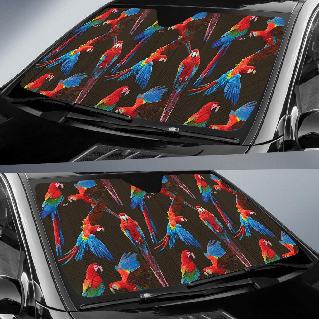 Macaw Pattern Print Design 04 Car Sun Shades-JORJUNE.COM