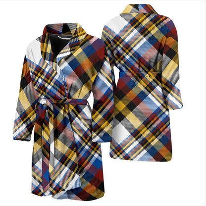 Madras Pattern Print Design 01 Men Bathrobe-JORJUNE.COM