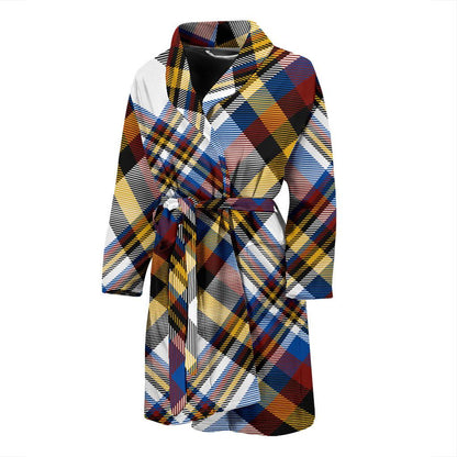 Madras Pattern Print Design 01 Men Bathrobe-JORJUNE.COM