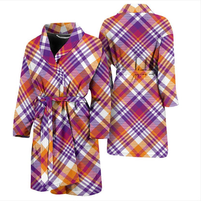 Madras Pattern Print Design 02 Men Bathrobe-JORJUNE.COM