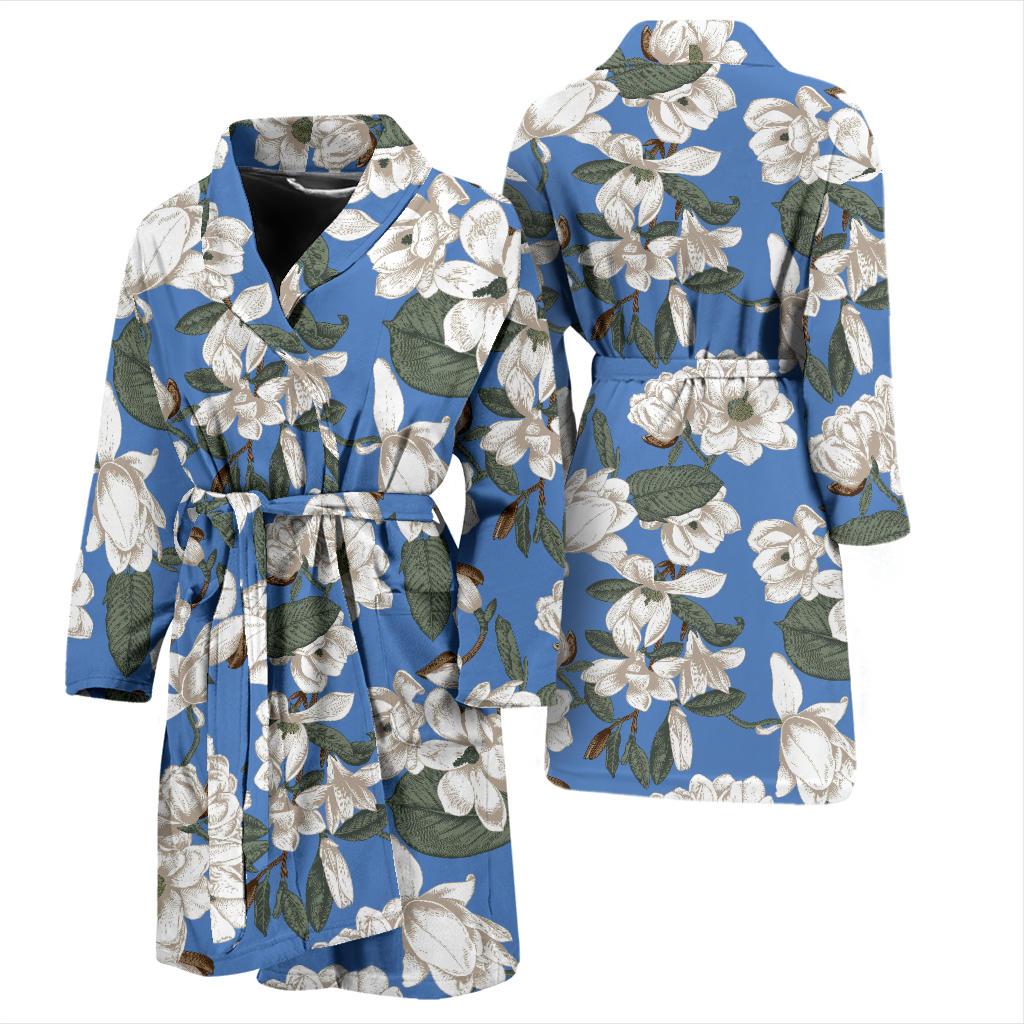 Magnolia Pattern Print Design 01 Men Bathrobe-JORJUNE.COM
