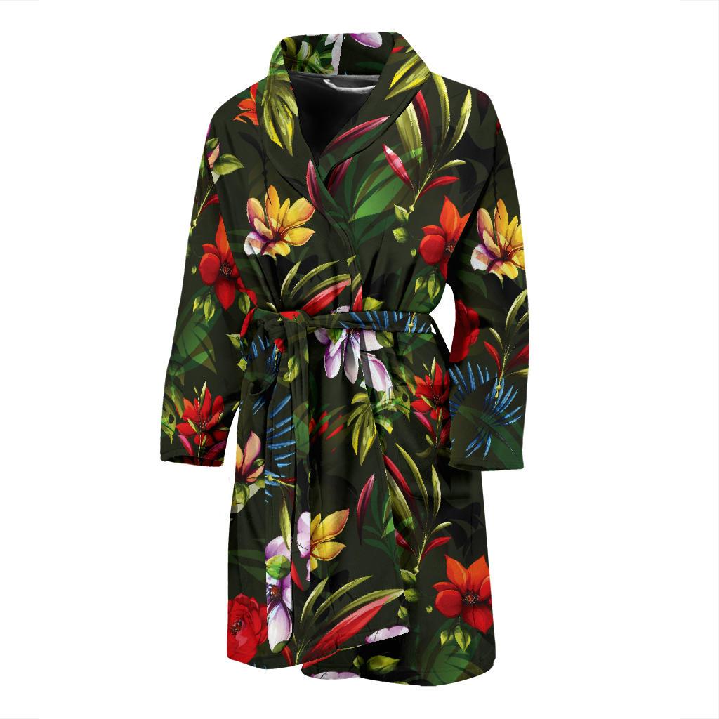 Magnolia Pattern Print Design 02 Men Bathrobe-JORJUNE.COM