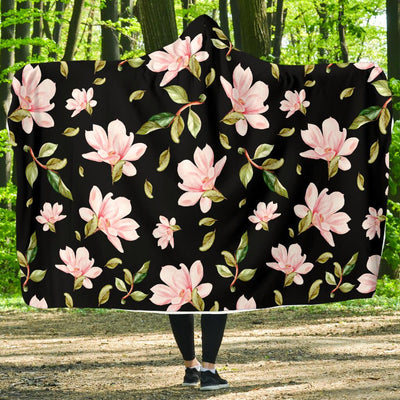 Magnolia Pattern Print Design MAG01 Hooded Blanket-JORJUNE.COM