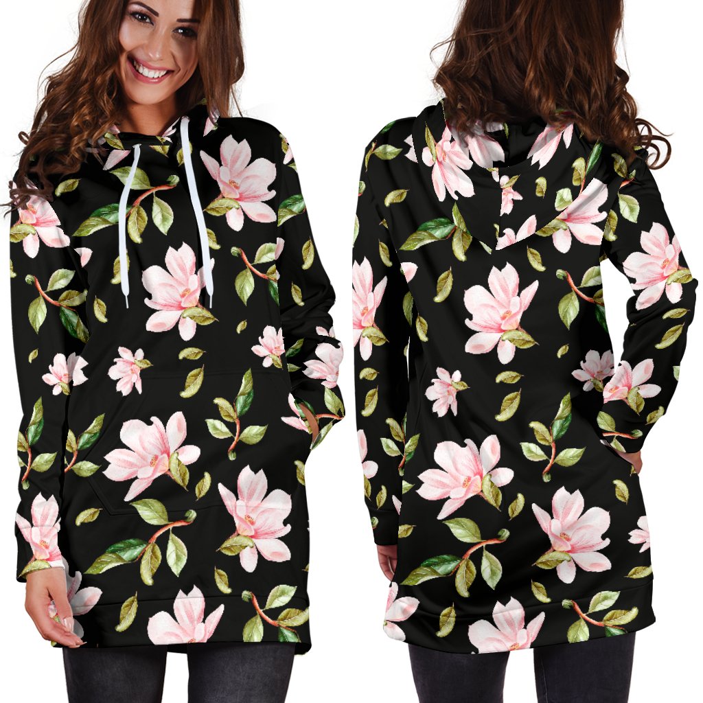 Magnolia Pattern Print Design MAG01 Women Hoodie Dress