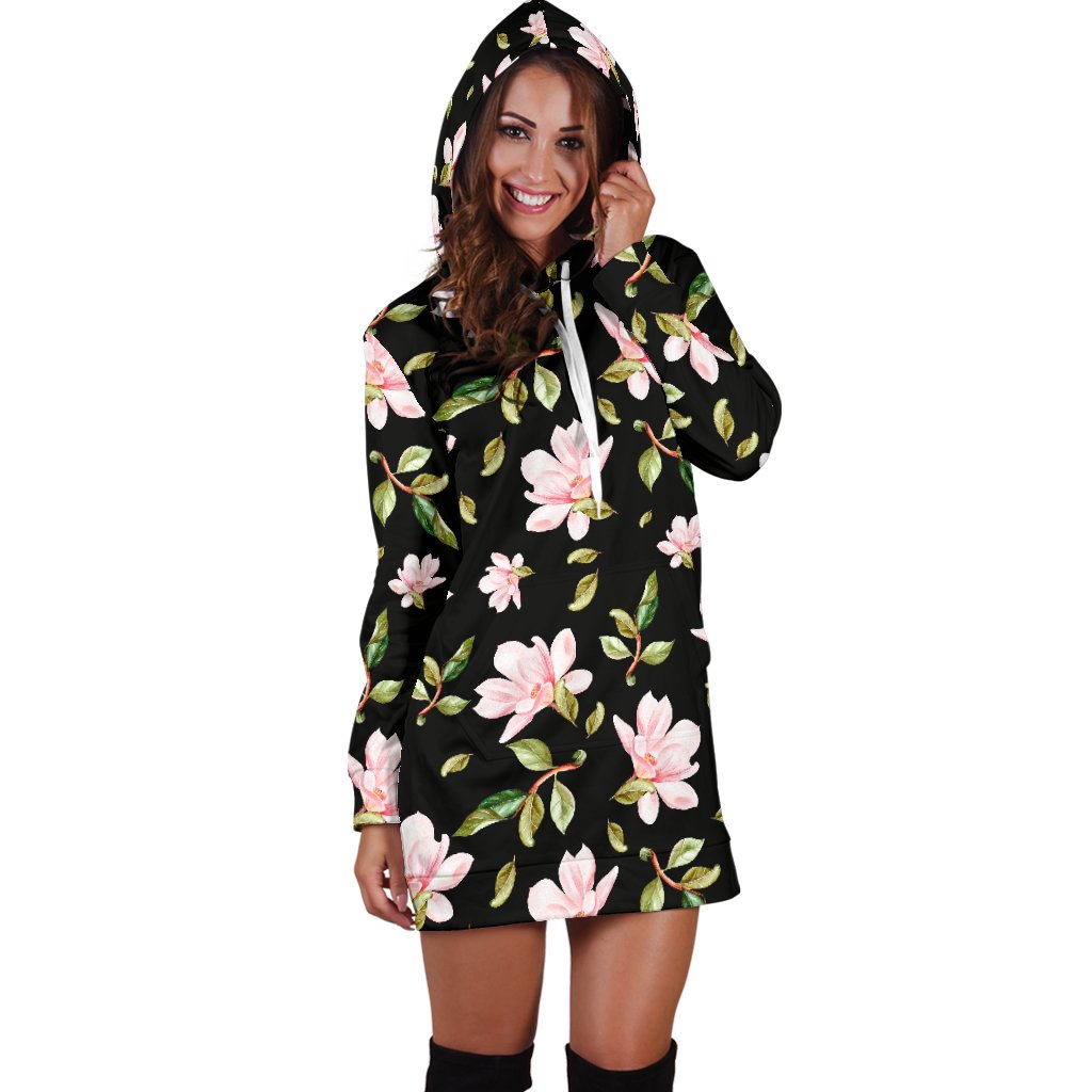 Magnolia Pattern Print Design MAG01 Women Hoodie Dress