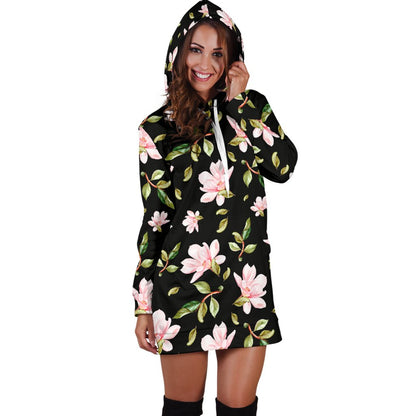 Magnolia Pattern Print Design MAG01 Women Hoodie Dress