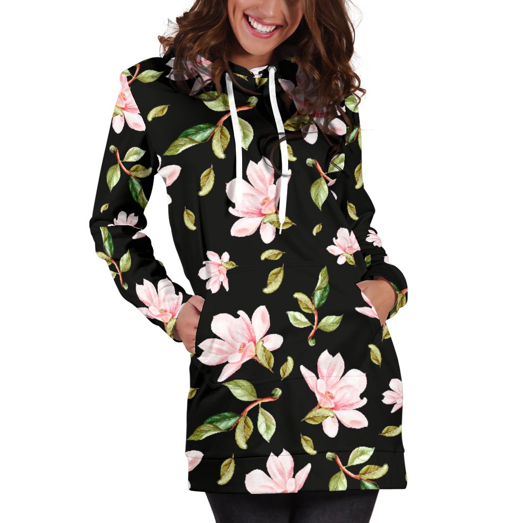 Magnolia Pattern Print Design MAG01 Women Hoodie Dress