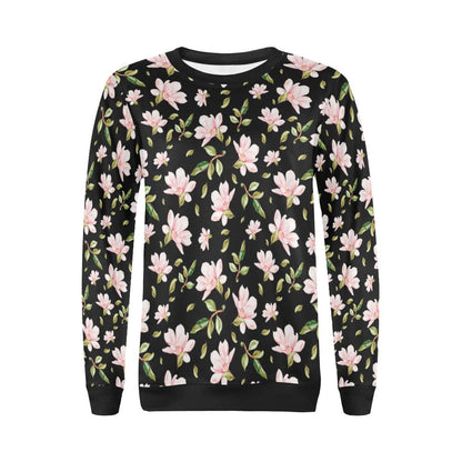 Magnolia Pattern Print Design MAG01 Women Long Sleeve Sweatshirt-JorJune