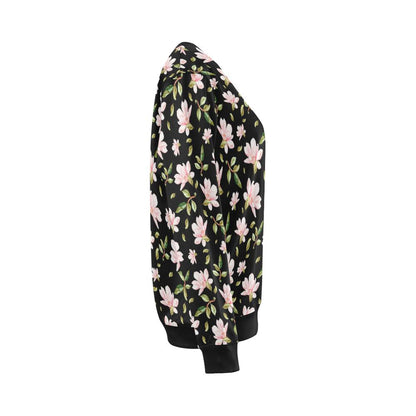 Magnolia Pattern Print Design MAG01 Women Long Sleeve Sweatshirt-JorJune