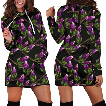 Magnolia Pattern Print Design MAG010 Women Hoodie Dress