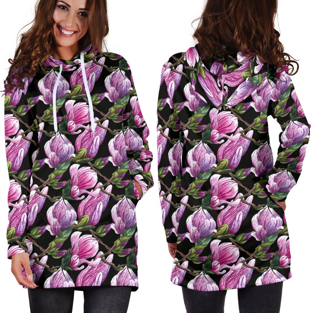 Magnolia Pattern Print Design MAG011 Women Hoodie Dress