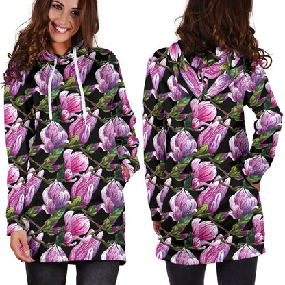 Magnolia Pattern Print Design MAG011 Women Hoodie Dress