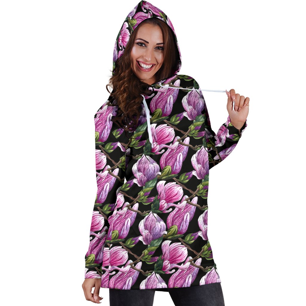 Magnolia Pattern Print Design MAG011 Women Hoodie Dress